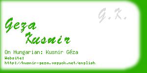 geza kusnir business card